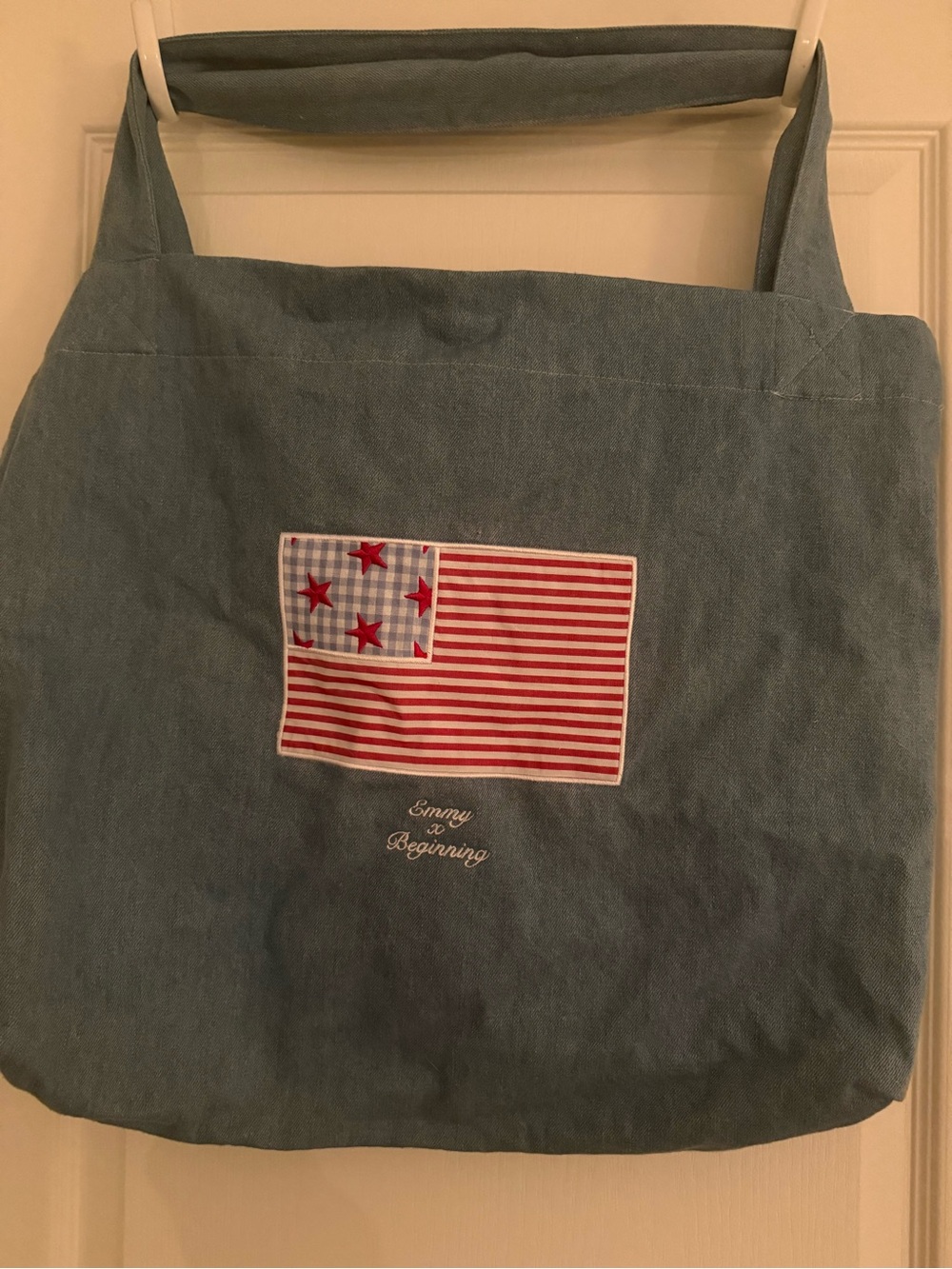 Beginning Boutique Blue Denim-Look Shirt with Branded Tag